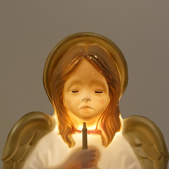 Vintage TPI 34" Large Blow Molded Christmas Angel with Horn Nativity Lamp - Picture 3 of 12